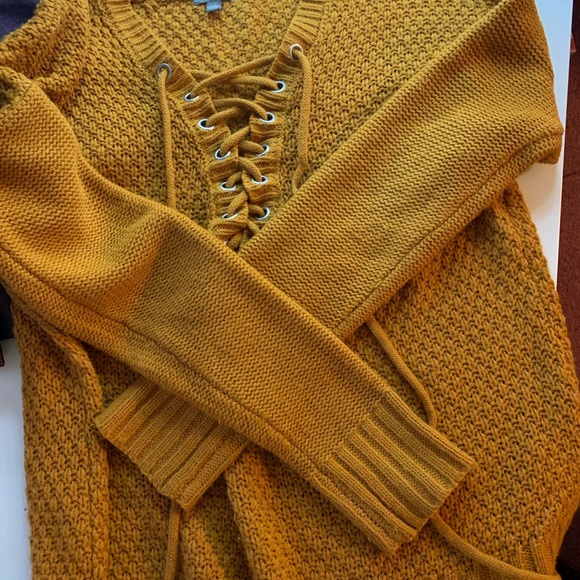SOLD Charlotte Russe Mustard Knit Sweater - Picture 8 of 9
